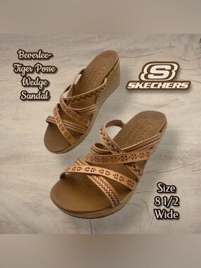 Skecher's WOMEN'S Beverlee - Tiger Posse Sandal Size 8.5 Wide Natural